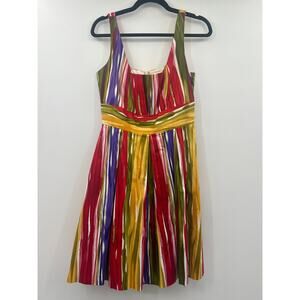 Calvin Klein Multicolor Stripe Fit Flare Dress Sleeveless Office Size 10?
